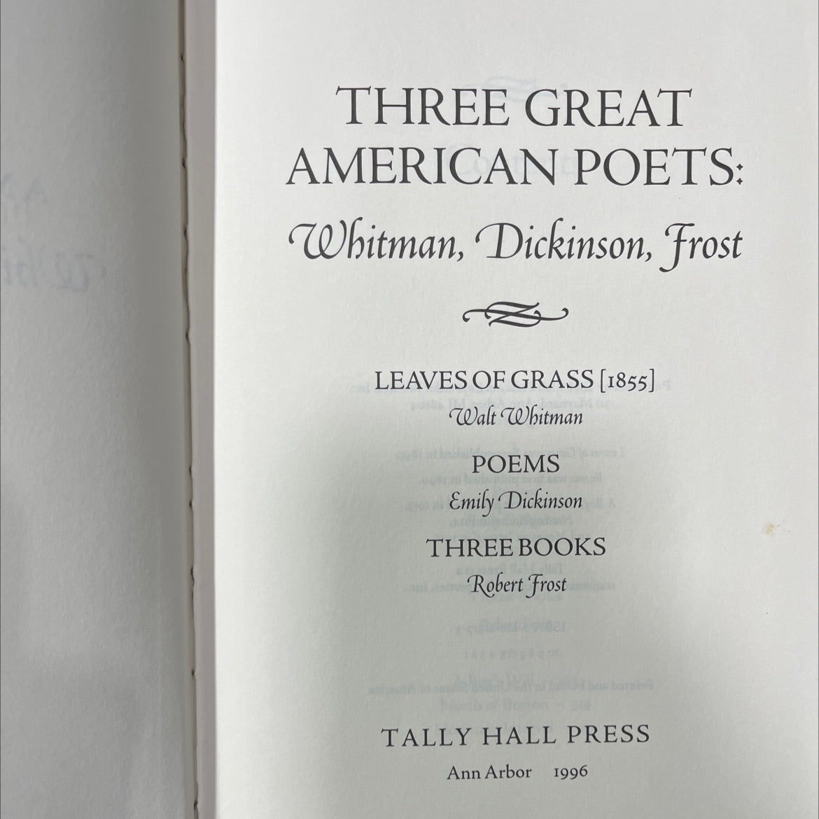 three great american poets: whitman, dickinson, frost book, by Walt Whitman, Emily Dickinson, Robert Frost, 1996 Leather image 2