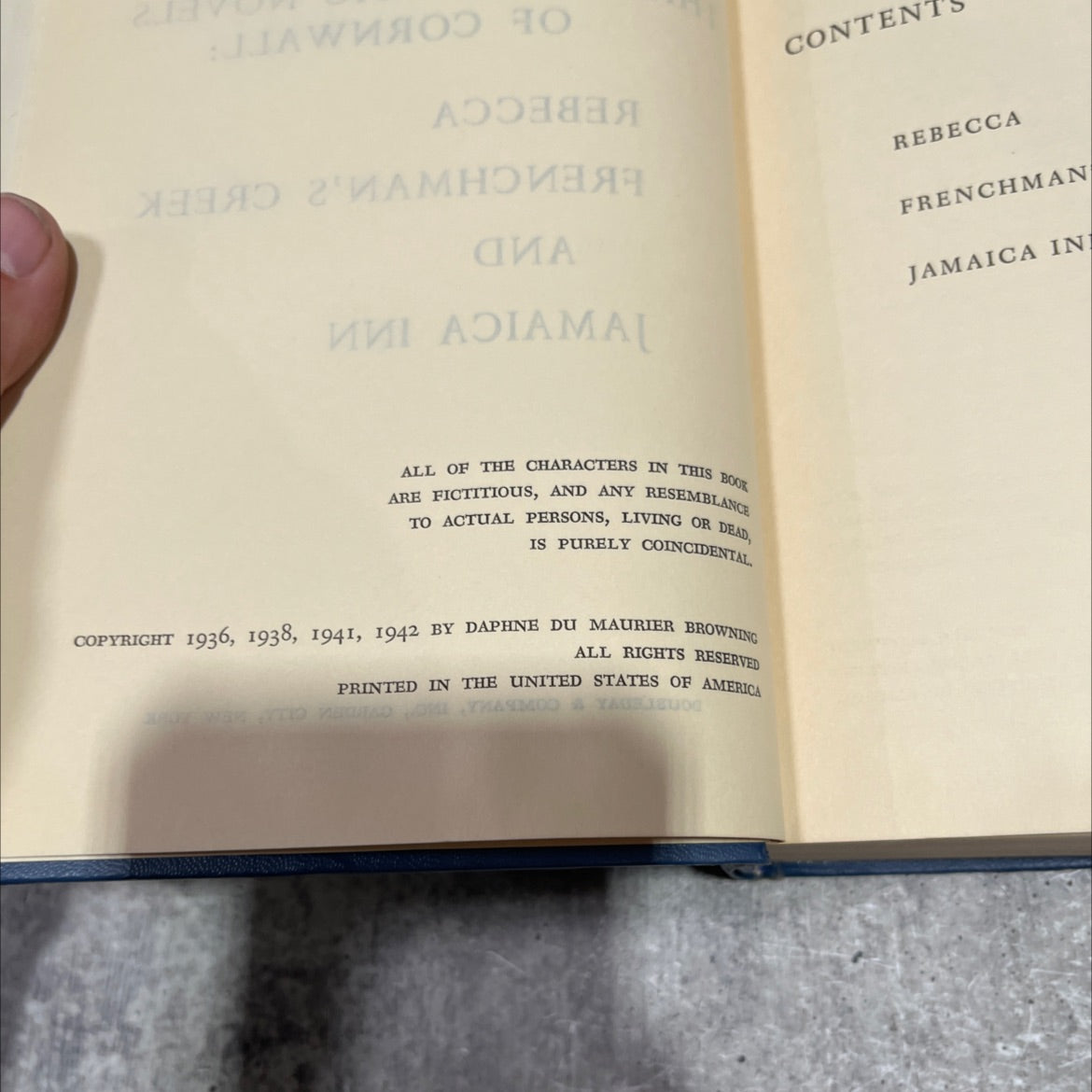 three romantic novels of cornwall: rebecca, frenchman's creek, jamaica inn book, by daphne du maurier, 1942 Hardcover image 3
