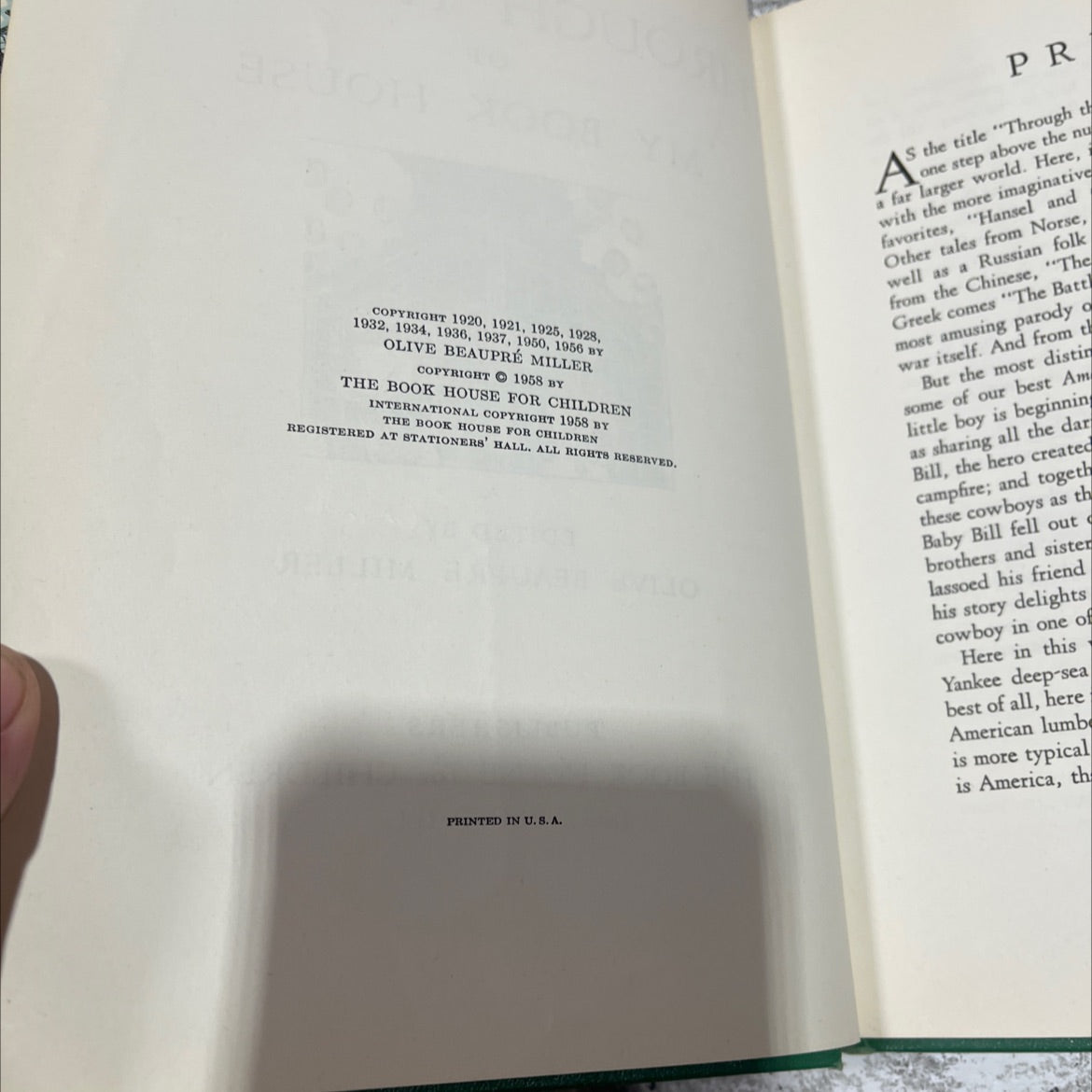 through the gate of my book house book, by olive beaupré miller, 1958 Hardcover image 3