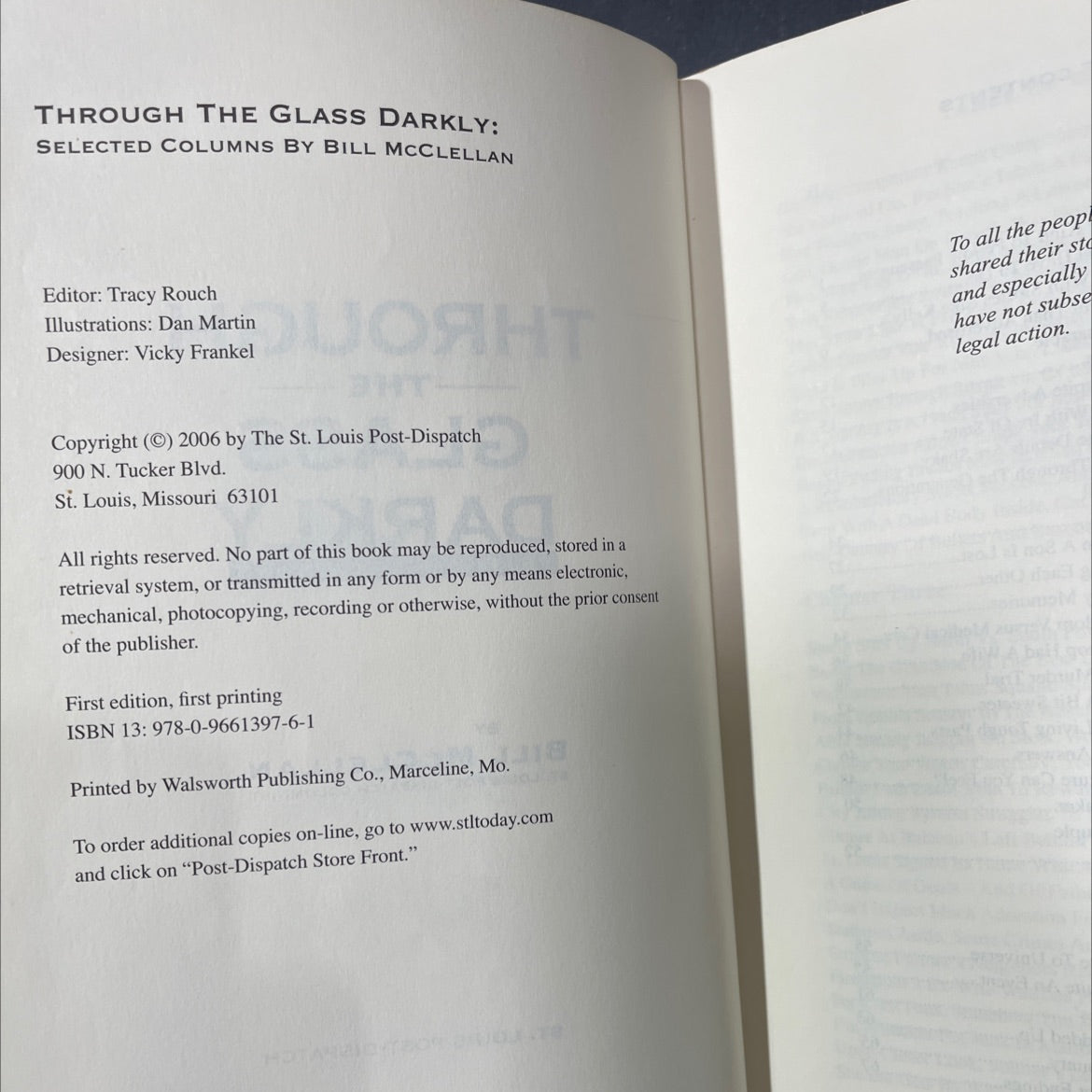 SIGNED through the glass darkly: selected columns by bill mcclellan book, by bill mcclellan, 2006 Hardcover, First image 3