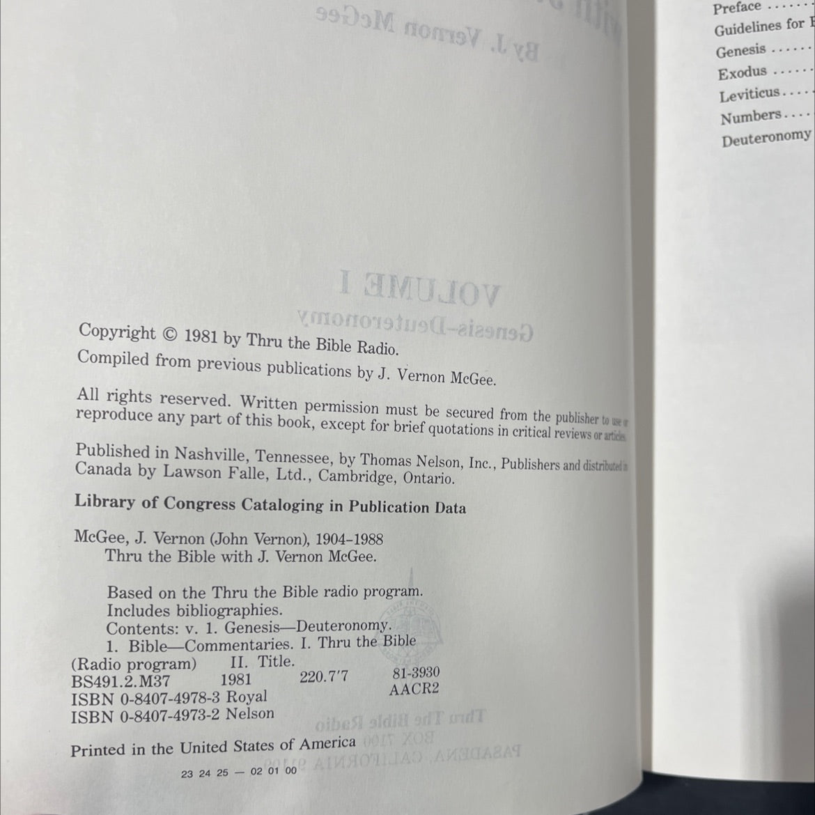 thru the bible with j. vernon mcgee volume i genesis-deuteronomy book, by j. vernon mcgee, 1981 Hardcover image 3