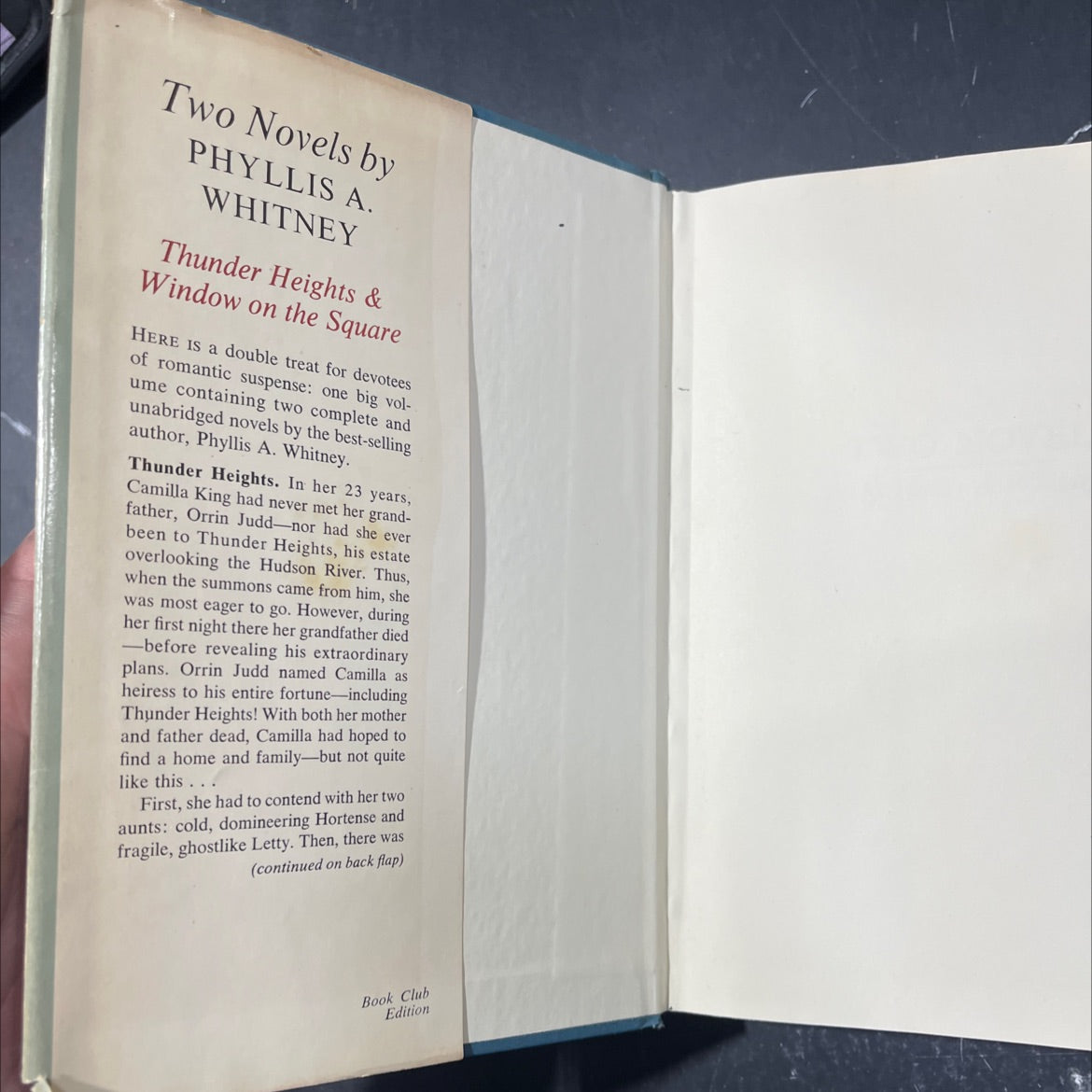 thunder heights and window on the square book, by phyllis a. whitney, 200И Hardcover image 4