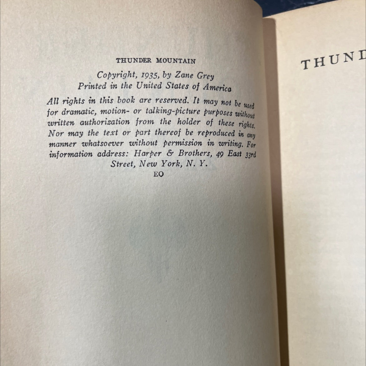 thunder mountain book, by zane grey, 1935 Hardcover image 3