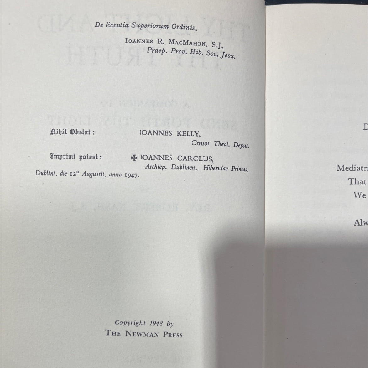 thy light and thy truth a companion to send forth thy light book, by rev. robert nash, s. j., 1948 Hardcover image 3