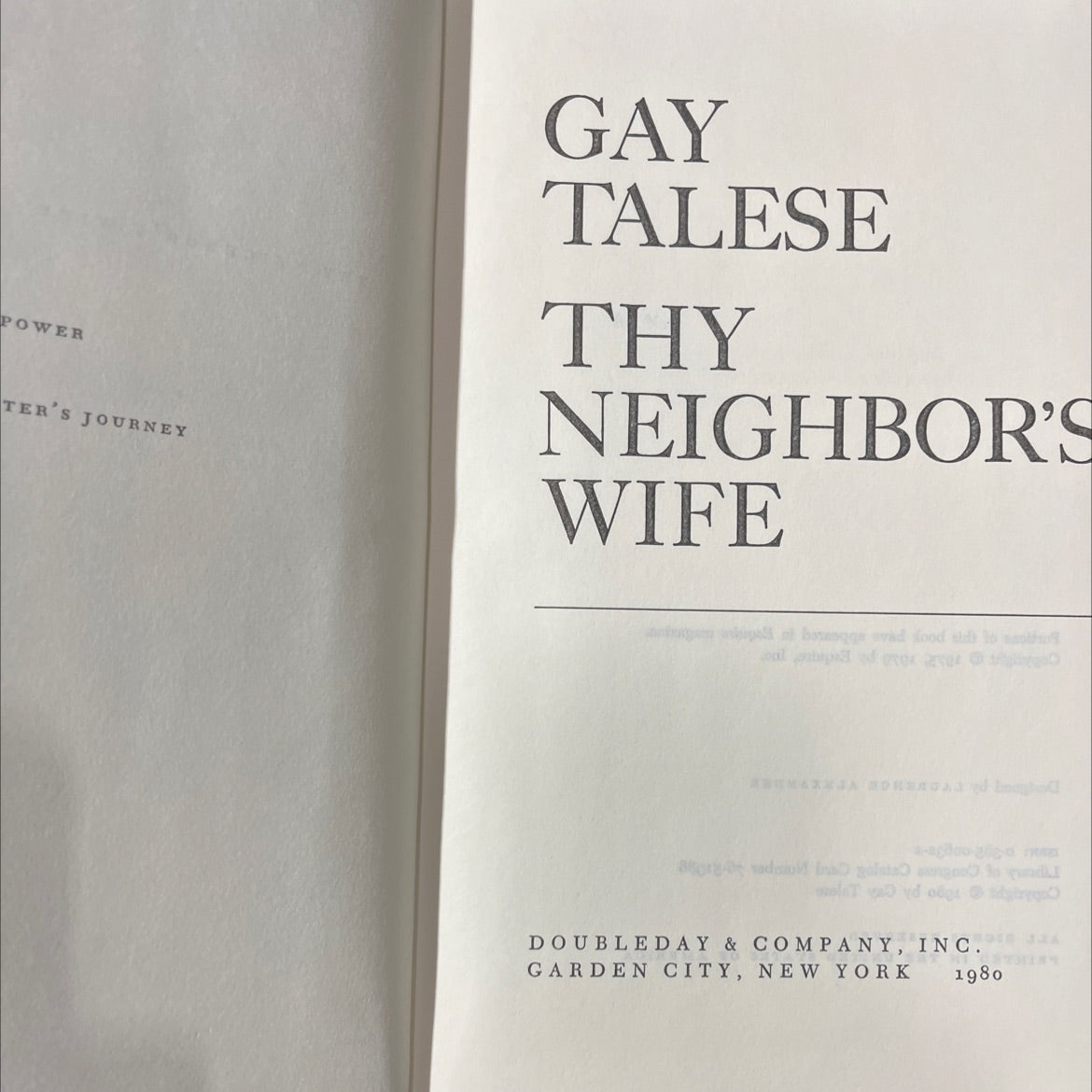 thy neighbor's wife book, by gay talese, 1980 Hardcover image 2