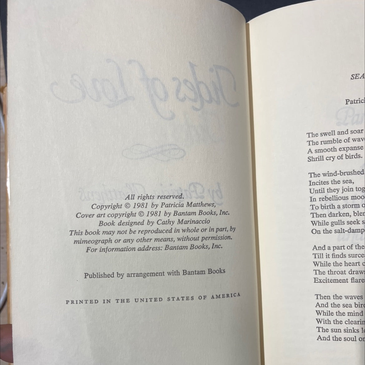 tides of love book, by Patricia Matthens Wood, 1981 Hardcover image 3