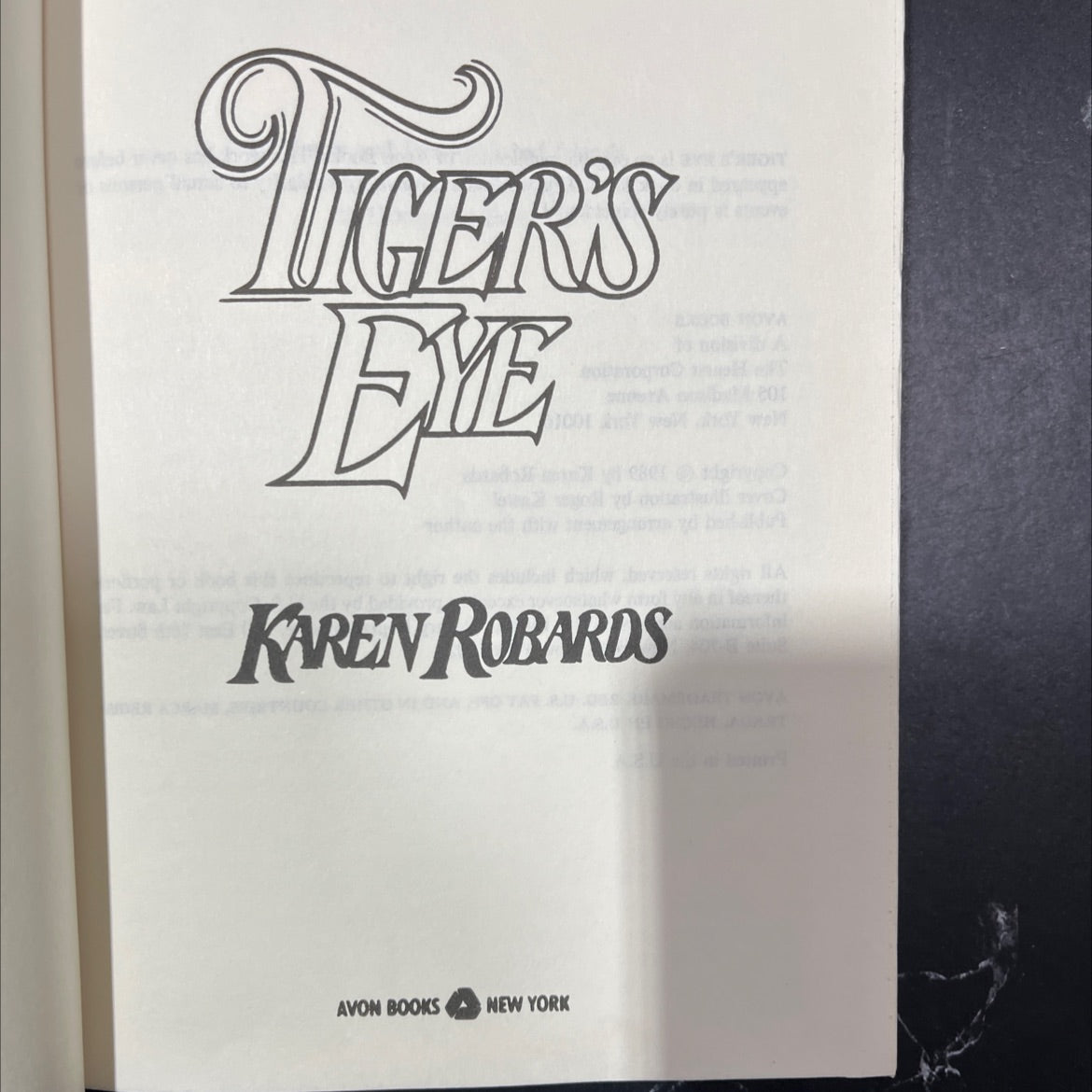 tiger's eye book, by karen robards, 1989 Hardcover image 2