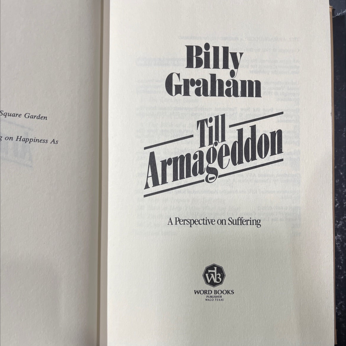 till armageddon: a perspective on suffering book, by billy graham, 1981 Hardcover image 2