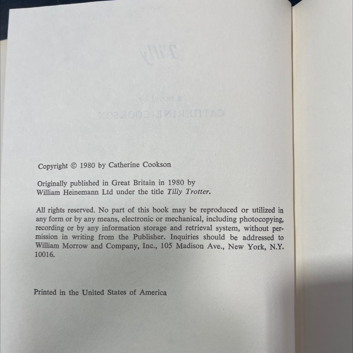 tilly book, by catherine cookson, 1980 Hardcover image 3