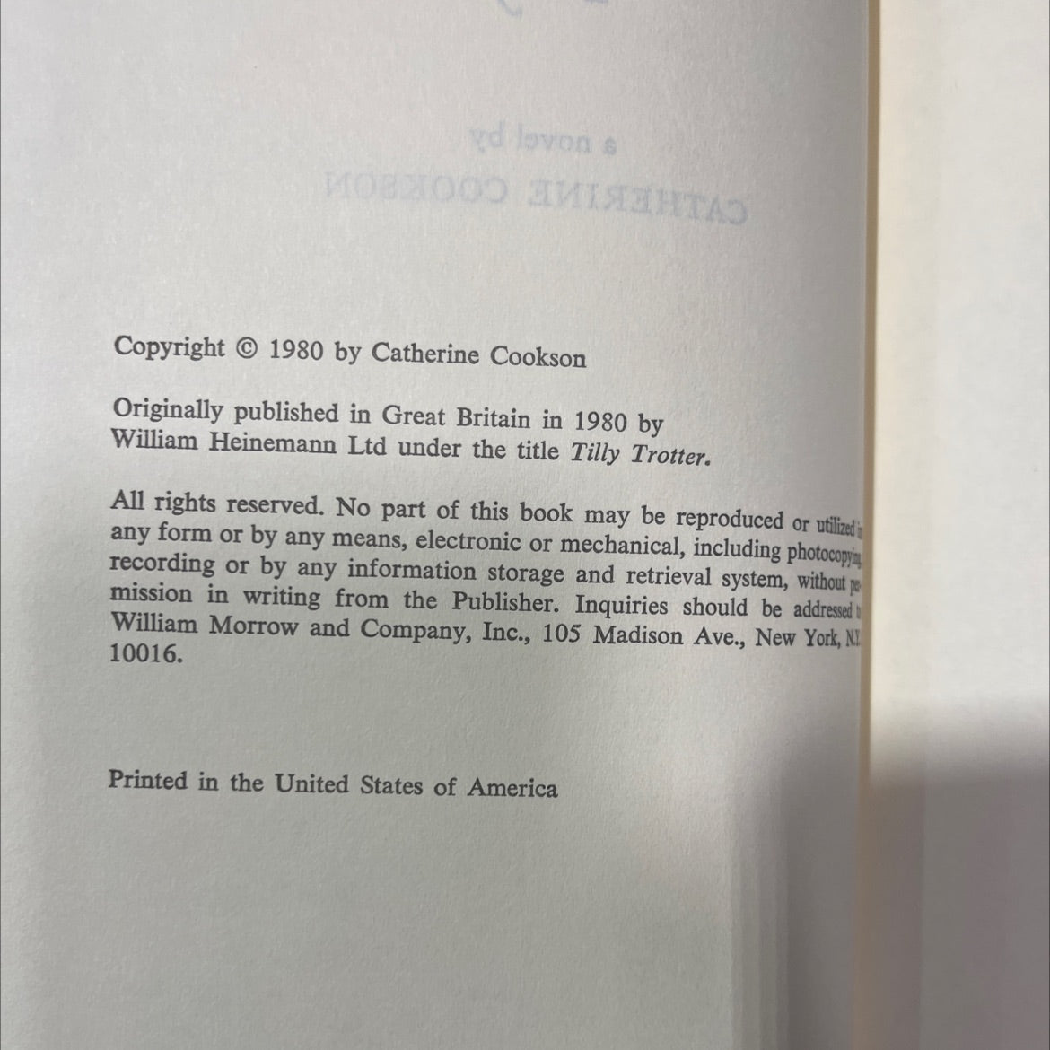 tilly book, by catherine cookson, 1980 Hardcover image 3