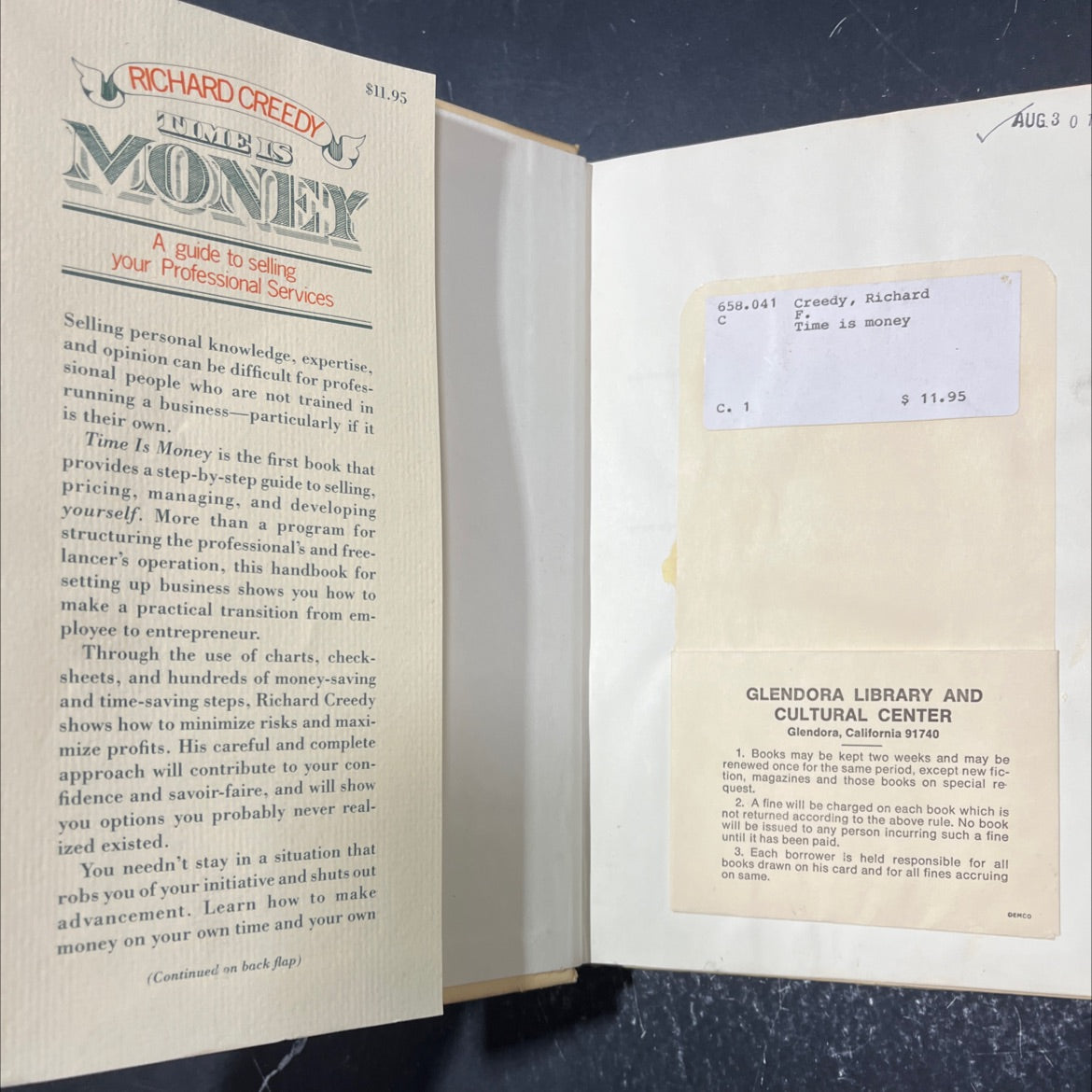 time is money a guide to selling your professional services book, by Richard F. Creedy, 1980 Hardcover image 4