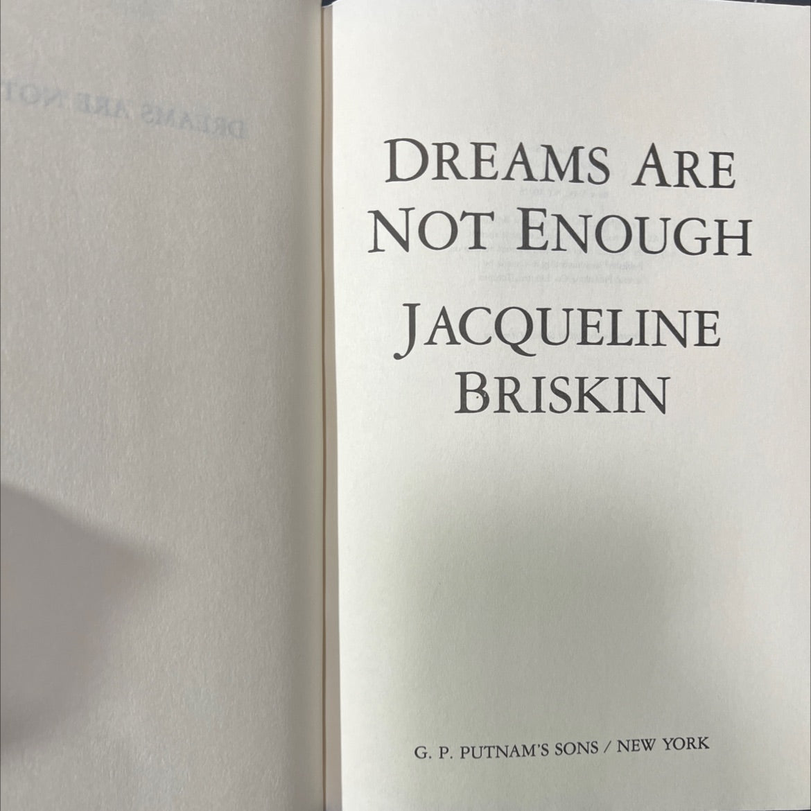 to a mag dreams are not enough book, by jacqueline briskin, 1987 Hardcover image 2