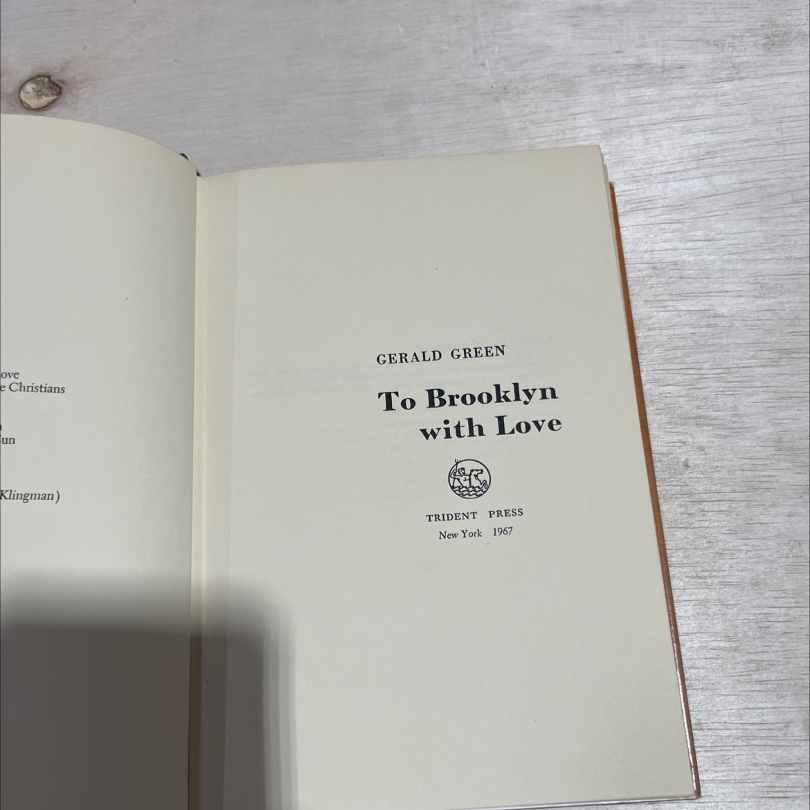 to brooklyn with love book, by gerald green, 1967 Hardcover image 2