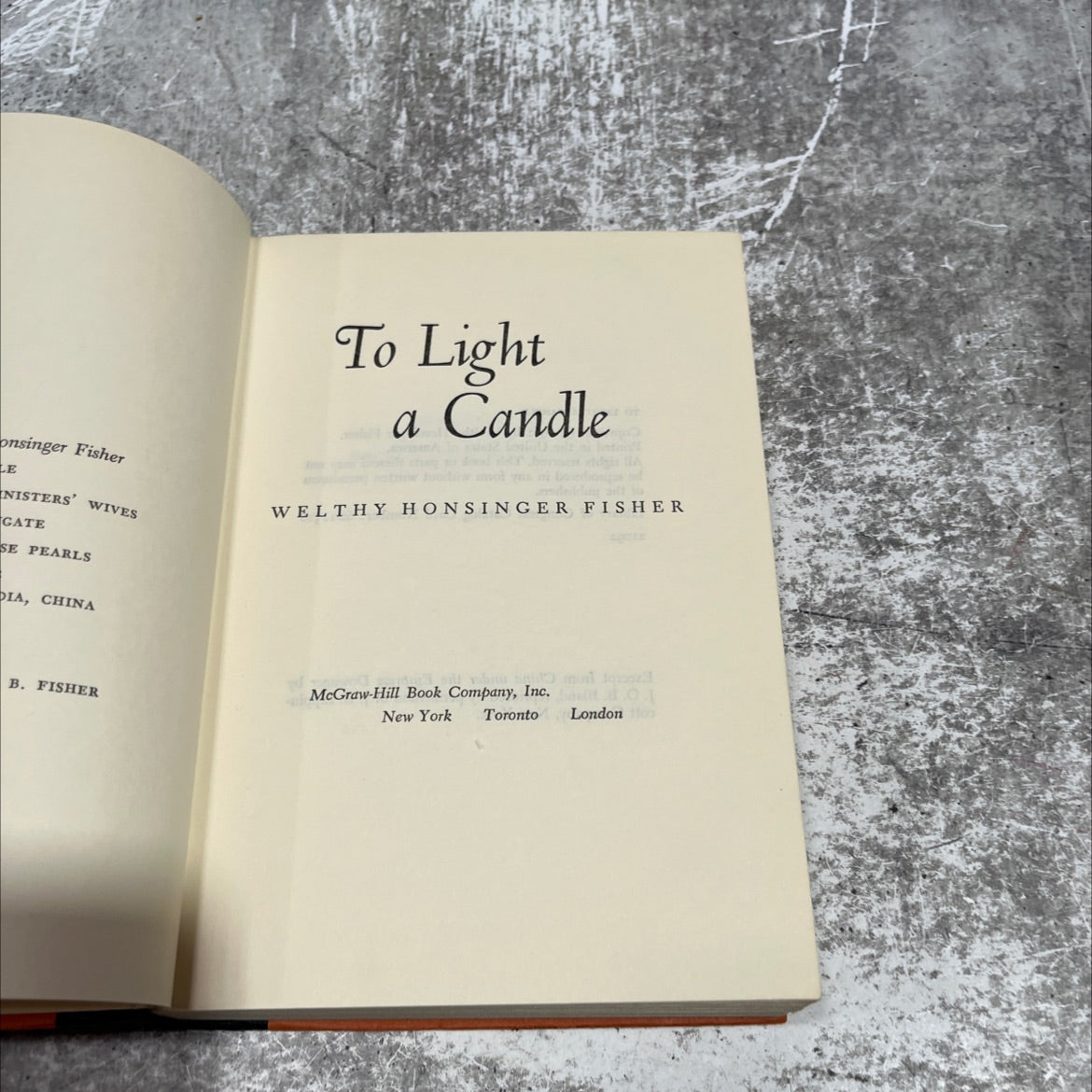 to light a candle book, by welthy honsinger fisher, 1962 Hardcover image 2