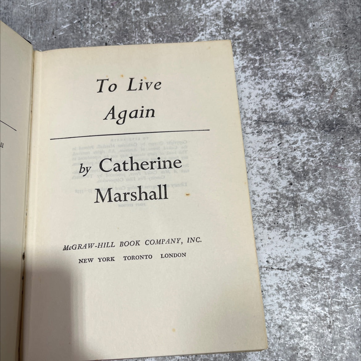 to live again book, by catherine marshall, 1957 Hardcover image 2