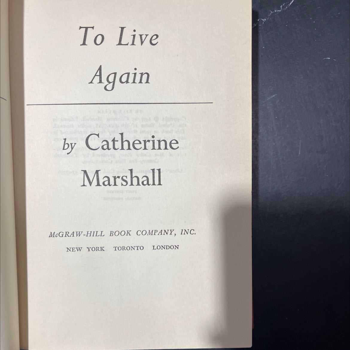 to live again book, by Catherine Marshall, 1957 Hardcover image 2