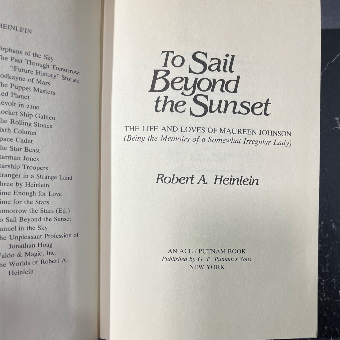 to sail beyond the sunset book, by robert a. heinlein, 1987 Hardcover image 2