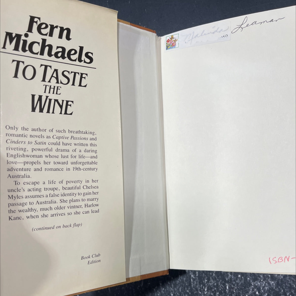 to taste the wine book, by fern michaels, 1987 Hardcover image 4