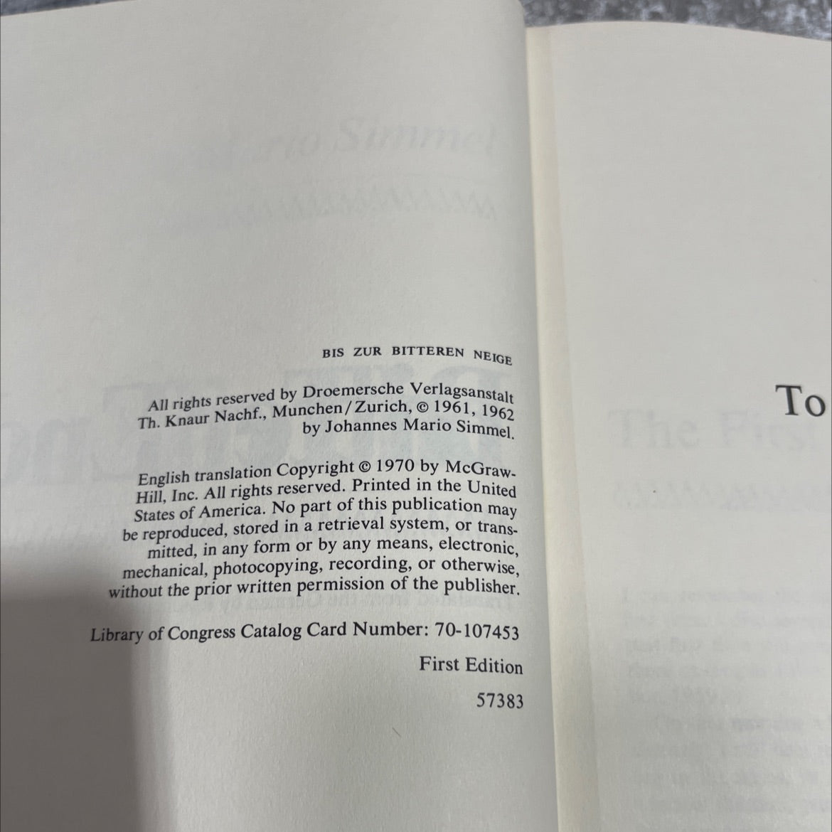to the bitter end book, by johannes mario simmel, 1970 Hardcover image 3