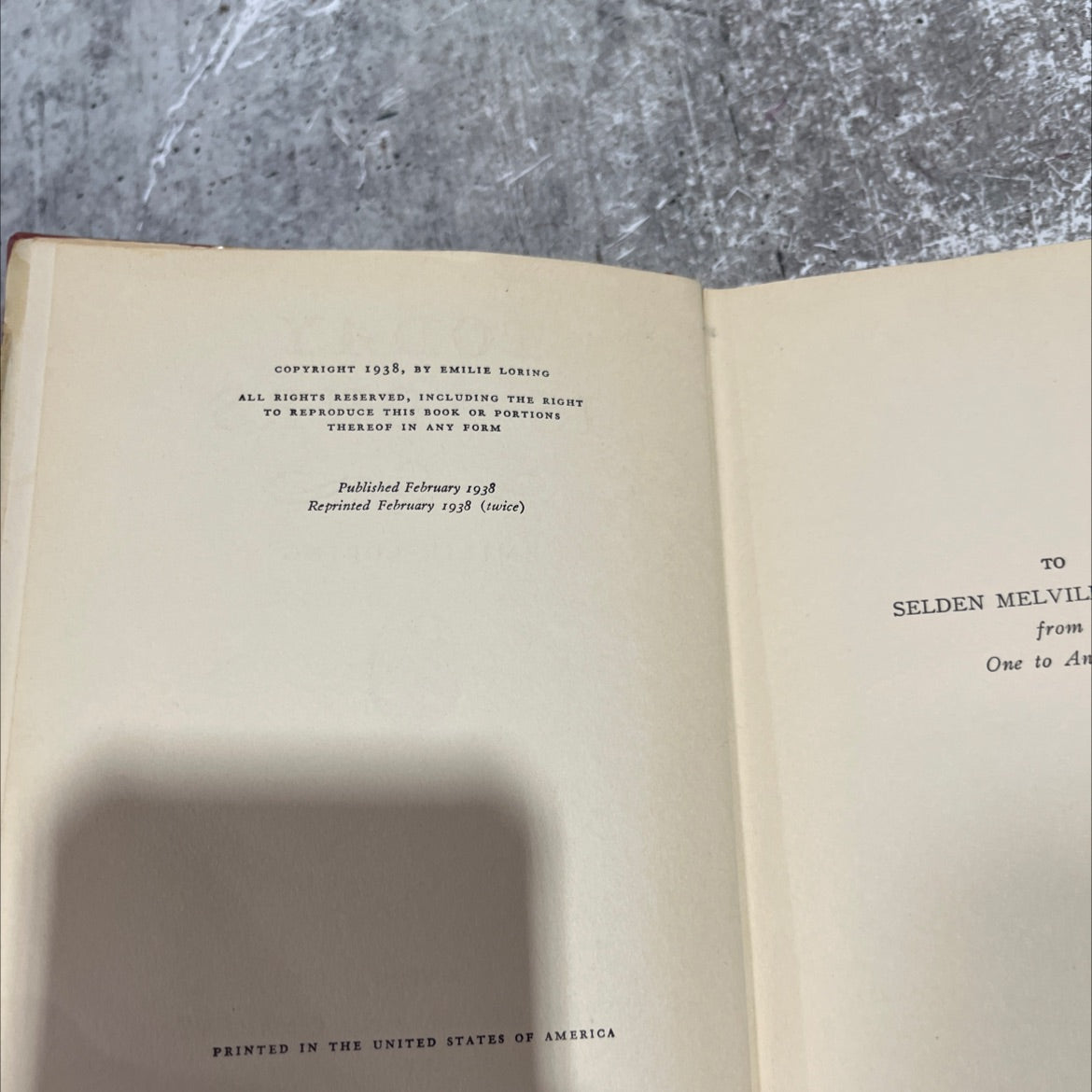 today is yours book, by emilie loring, 1938 Hardcover image 3