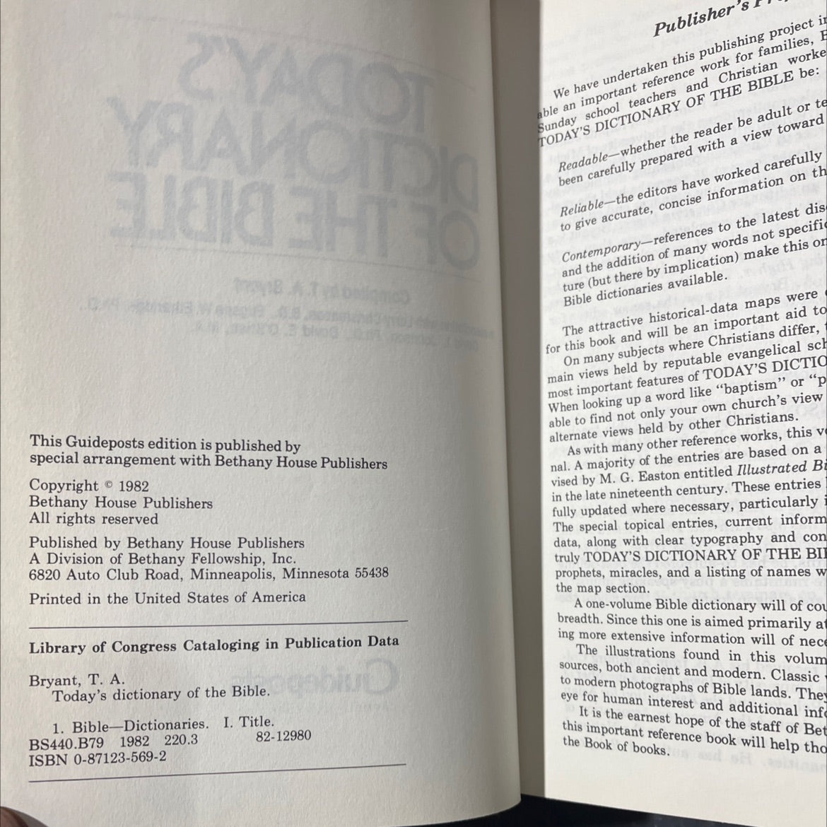 today's dictionary of the bible book, by t. a. bryant, 1982 Hardcover image 3