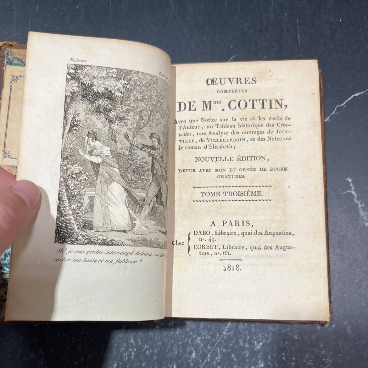 tom malvina oeuvres completes de m. cottin book, by m. cottin, 1818 Leather image 2