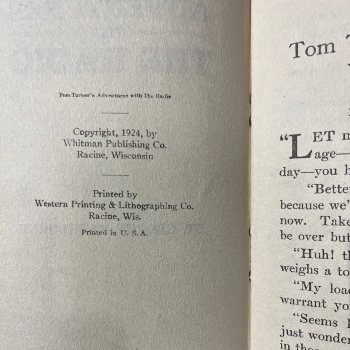 tom turner's adventures with the radio book, by st. george rathborne, 1924 Hardcover image 3