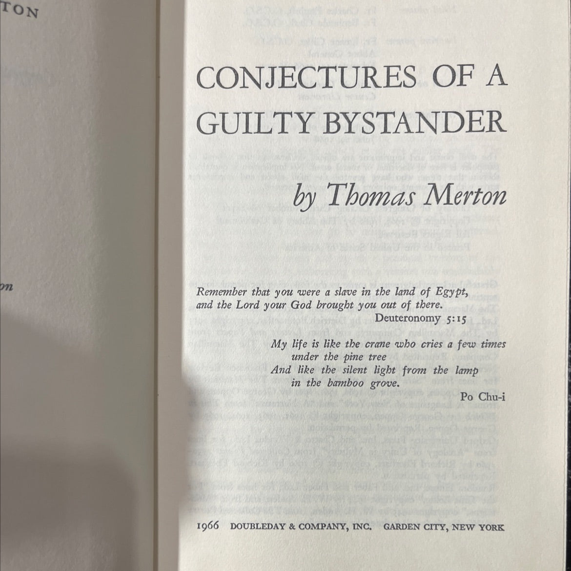 ton conjectures of a guilty bystander book, by Thomas Merton, 1966 Hardcover image 2