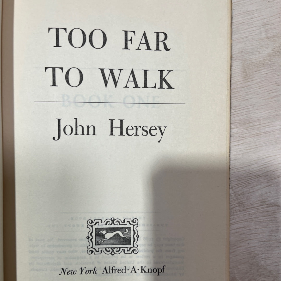 too far to walk book, by John Hersey, 1966 Hardcover, Vintage image 2