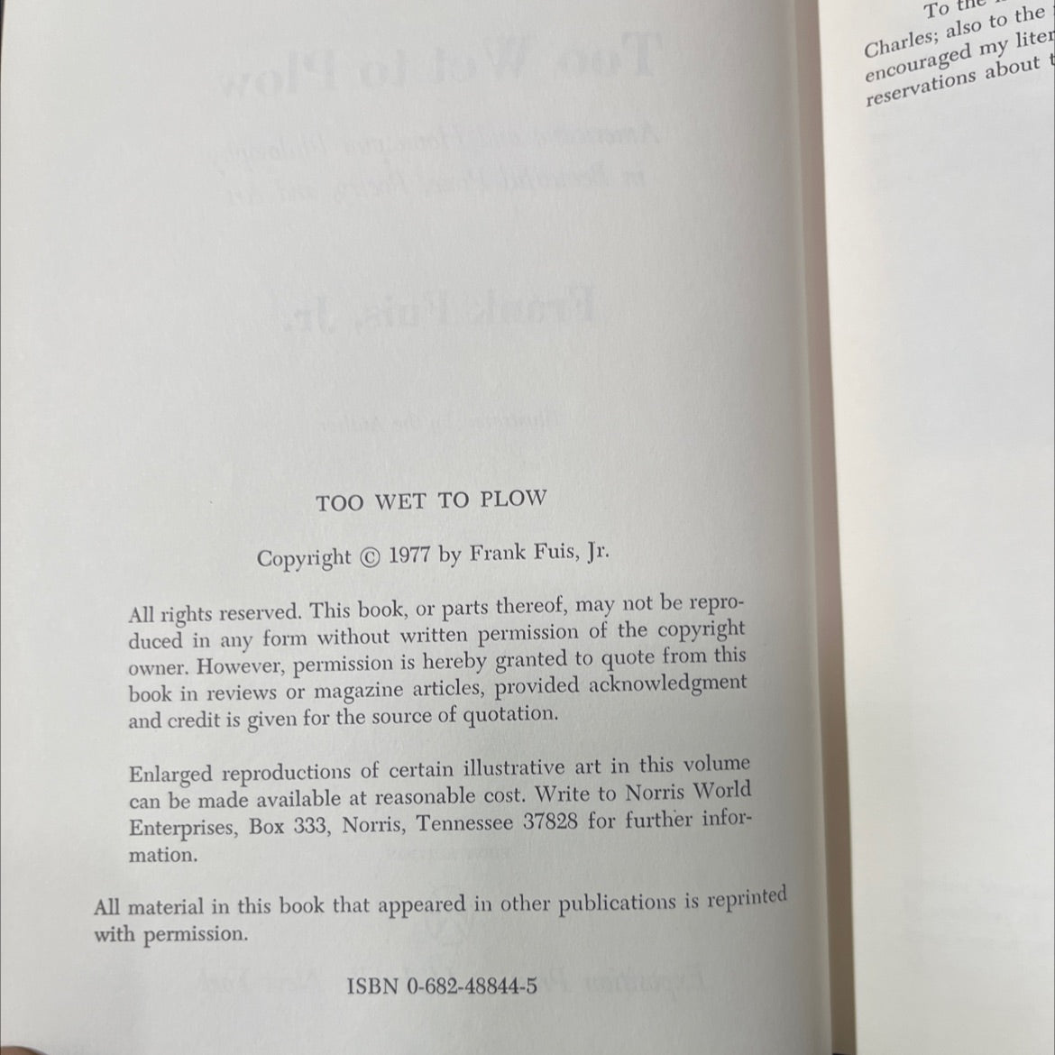 SIGNED too wet to plow americana and homespun philosophy in beautiful prose poetry and art book, by Frank Fuis, Jr., image 3