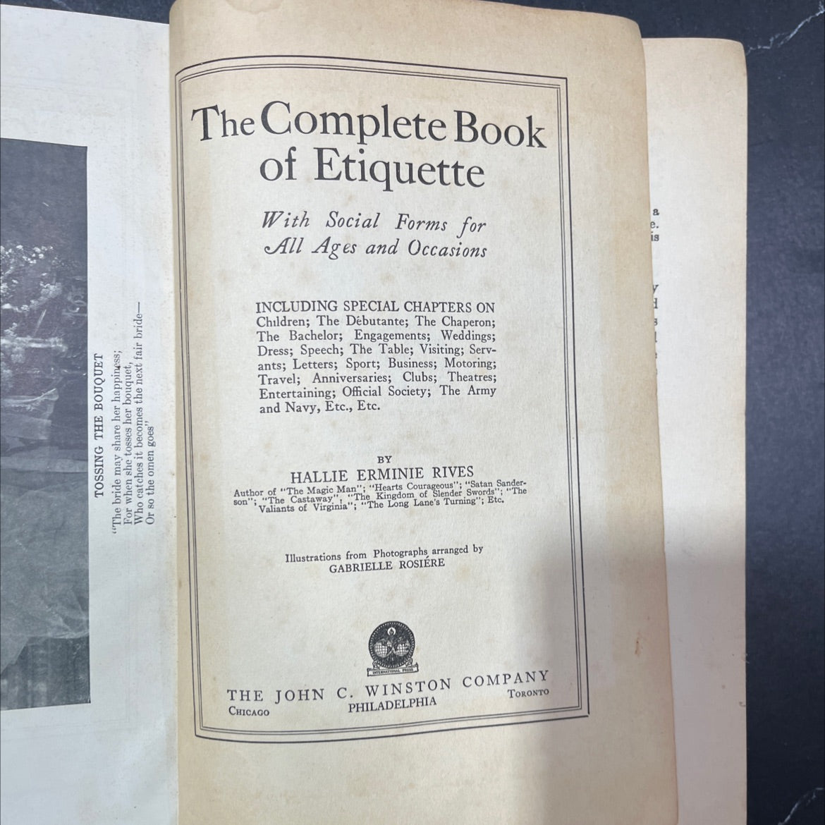 tossing the bouquet book, by hallie erminie rives, 1934 Hardcover image 2