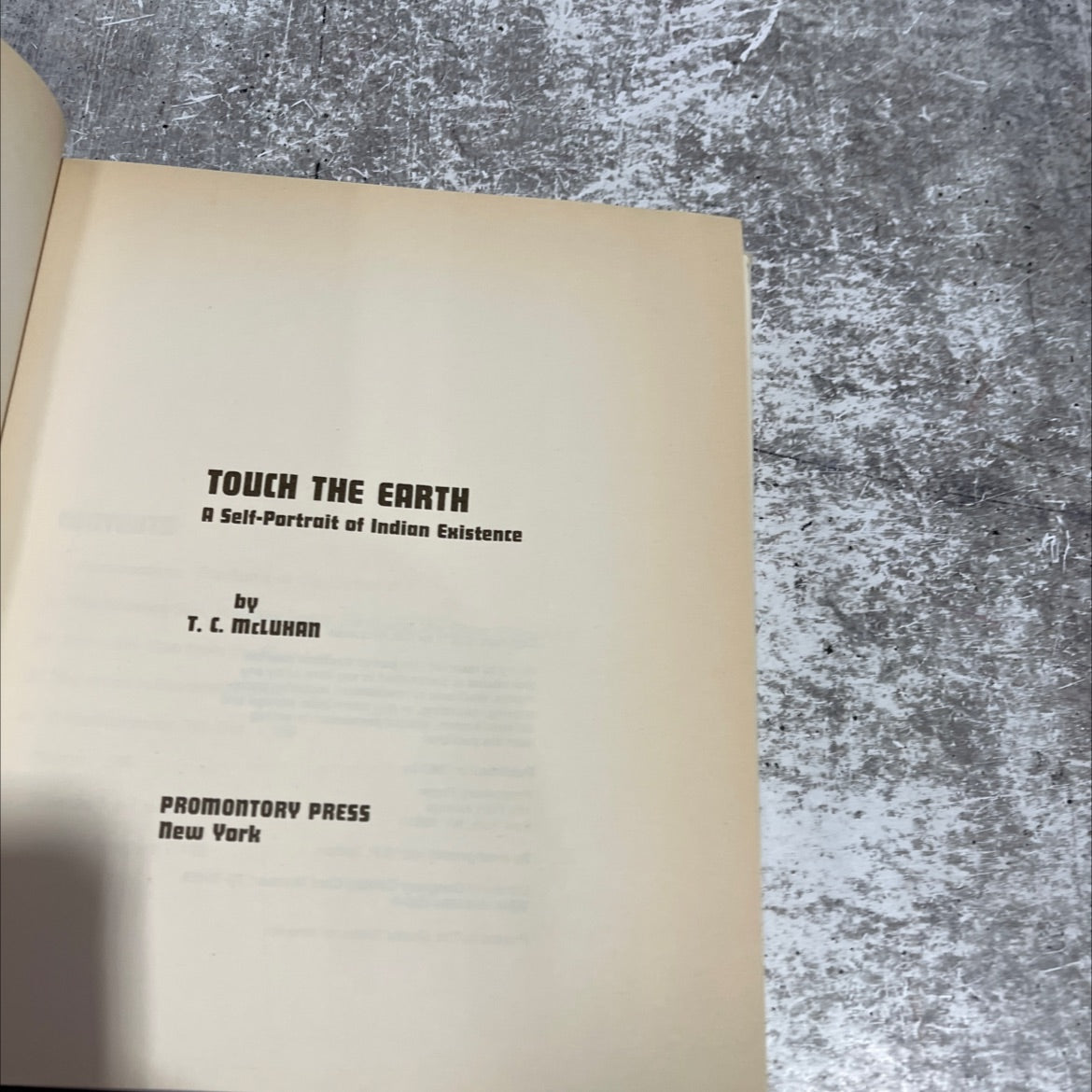 touch the earth a self-portrait of indian existence book, by T. C. McLuhan, 1987 Hardcover image 2