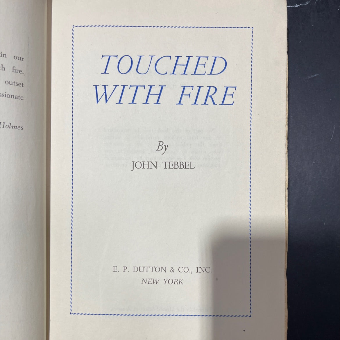 touched with fire book, by john tebbel, 1972 Hardcover image 2