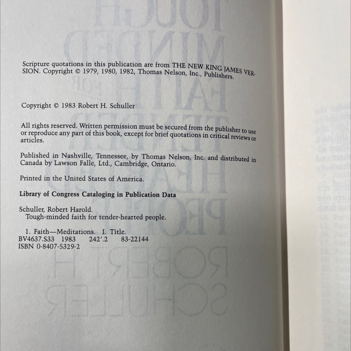 tough-minded faith for tender-hearted people book, by robert h. schuller, 2001 Hardcover image 3