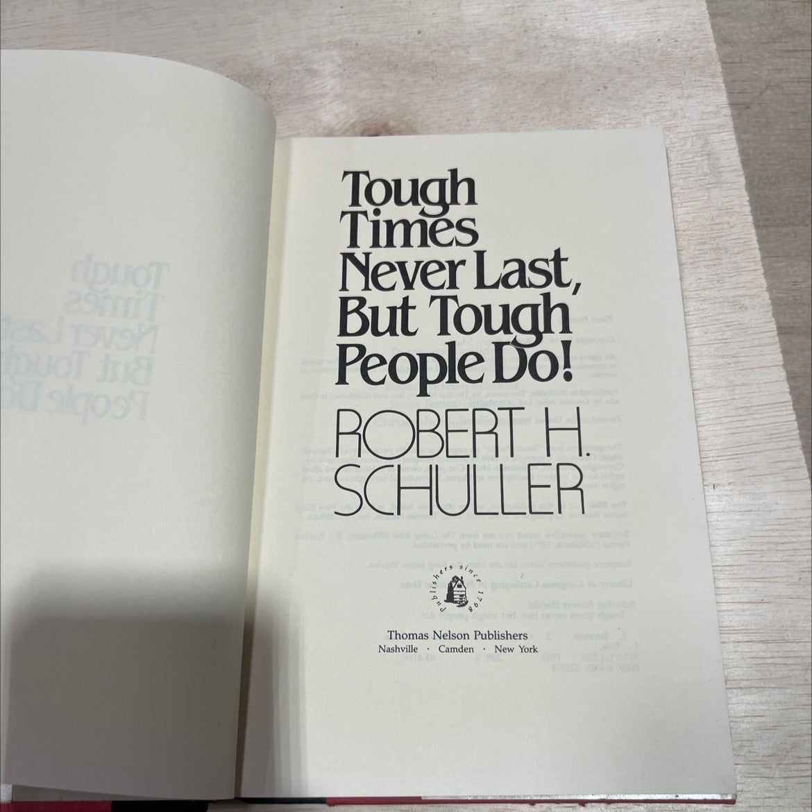 tough times never last, but tough people do! book, by robert h schuller, 1983 Hardcover image 2