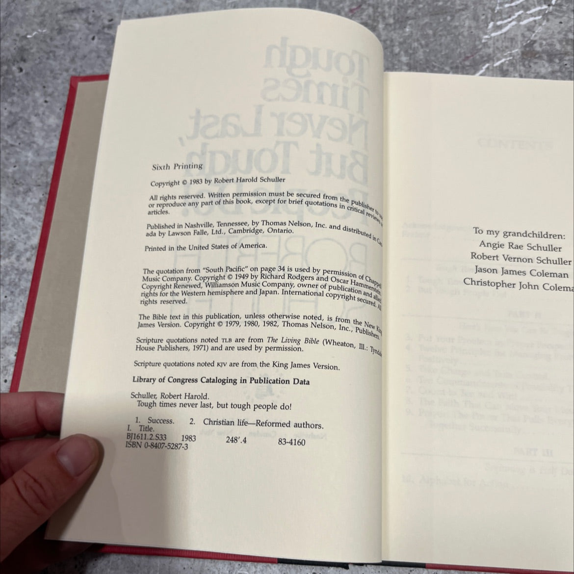 tough times never last, but tough people do! book, by robert h. schuller, 1983 Hardcover image 3