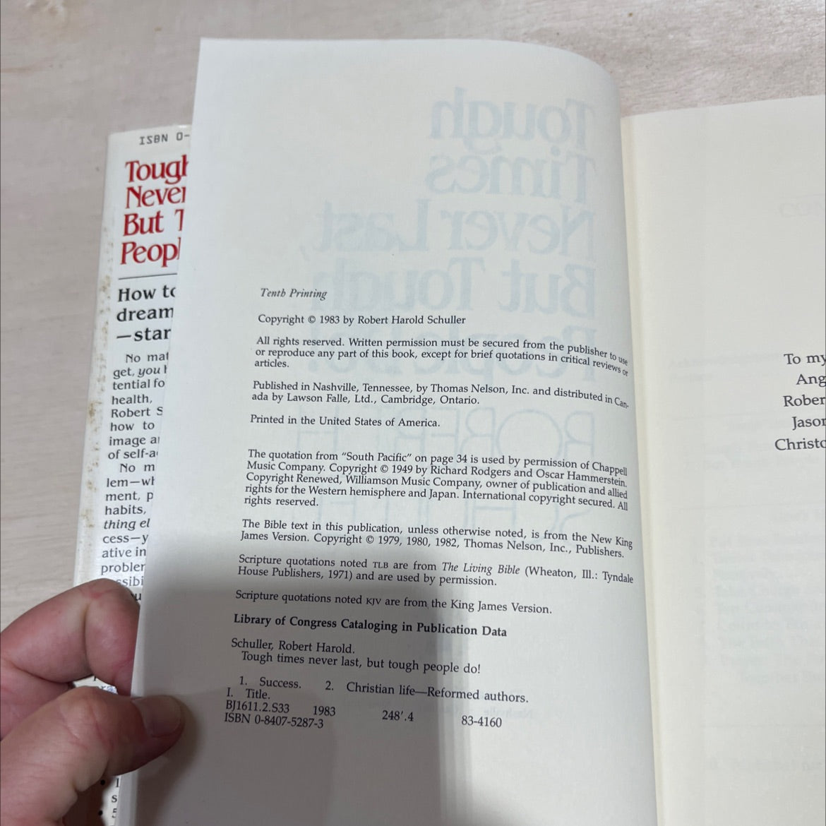 tough times never last, but tough people do! book, by robert h schuller, 1983 Hardcover image 3