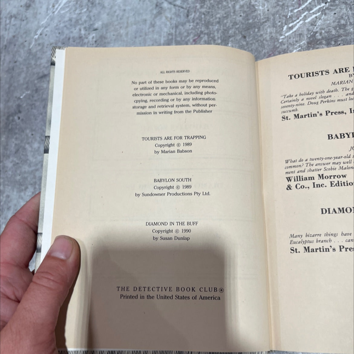 tourists are for trapping book, by Marian Babson, 1989 Hardcover image 3