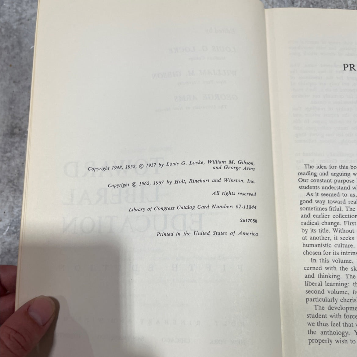toward liberal education book, by louis g. locke, william m. gibson, george arms, 1967 Hardcover image 3