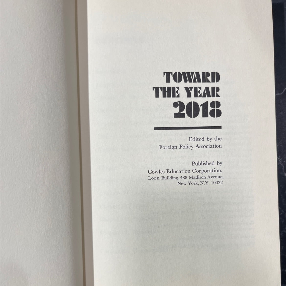 toward the year 2018 book, by foreign policy association, 1968 Hardcover image 2