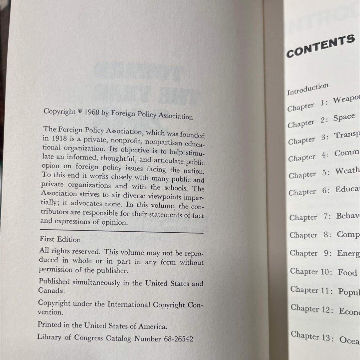 toward the year 2018 book, by foreign policy association, 1968 Hardcover image 3