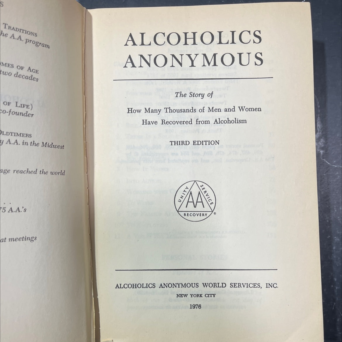traditions the a.a. program alcoholics anonymous book, by unknown, 1976 Hardcover image 2