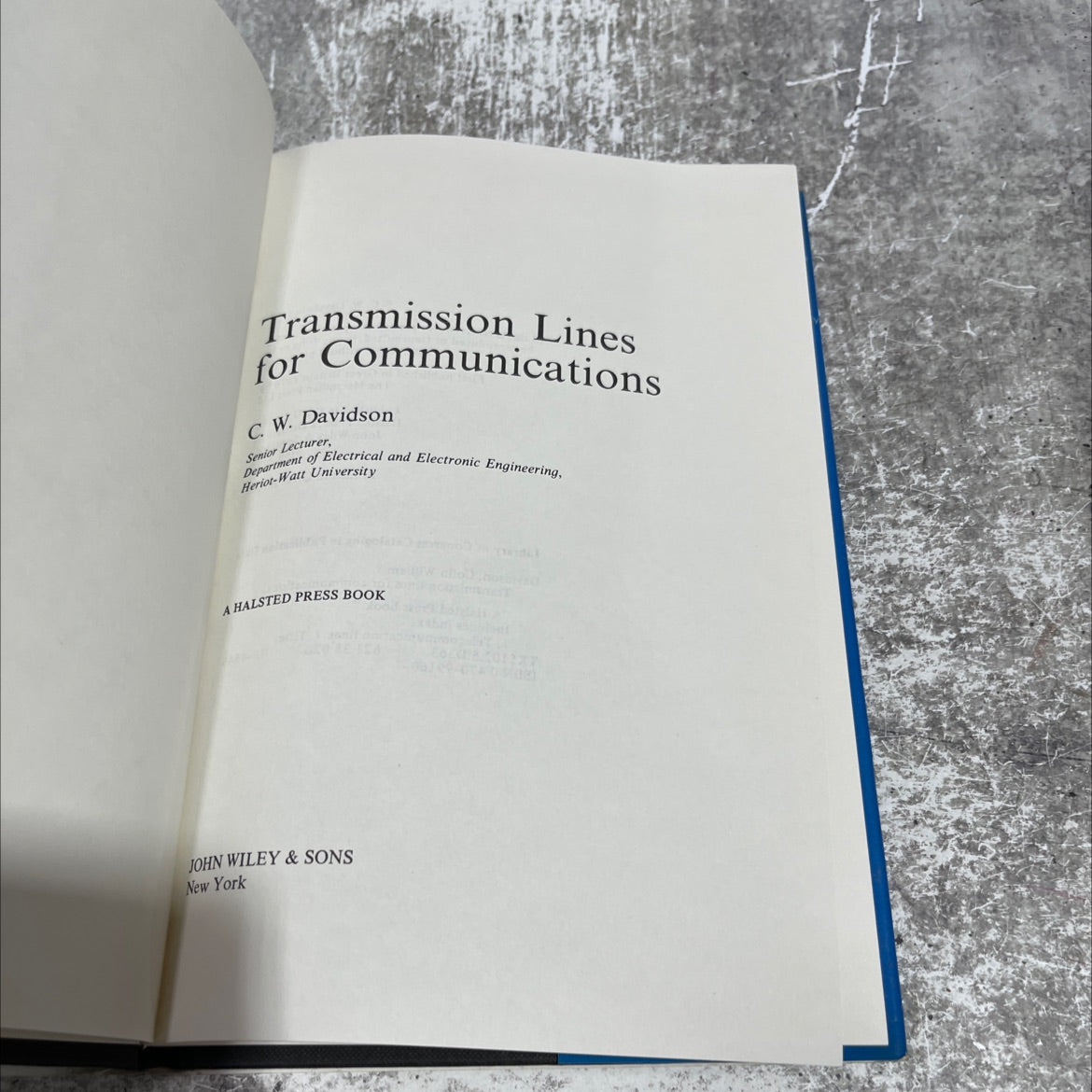 transmission lines for communications book, by c. w. davidson, 1978 Hardcover image 2