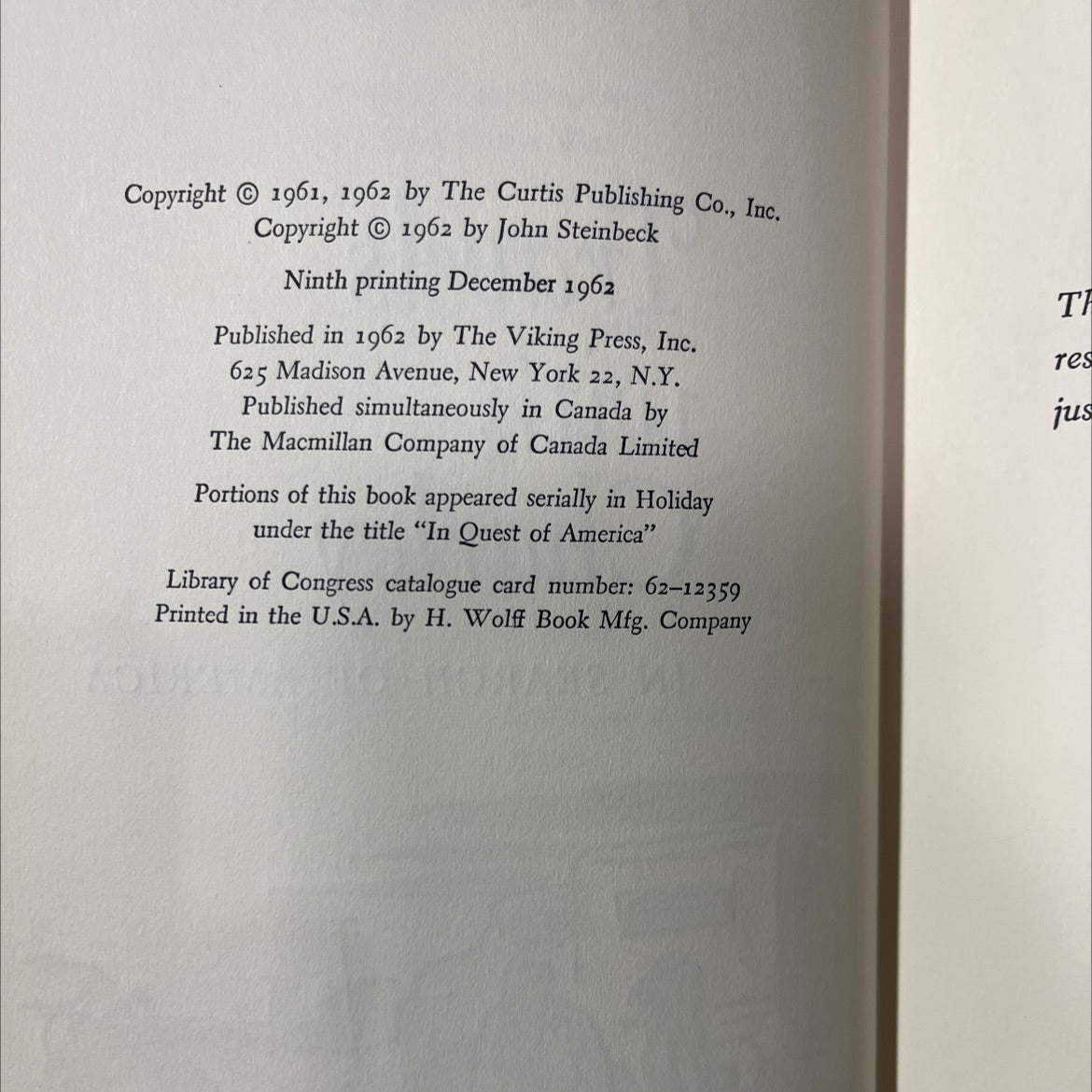 travels with charley in search of america book, by john steinbeck, 1962 Hardcover image 3