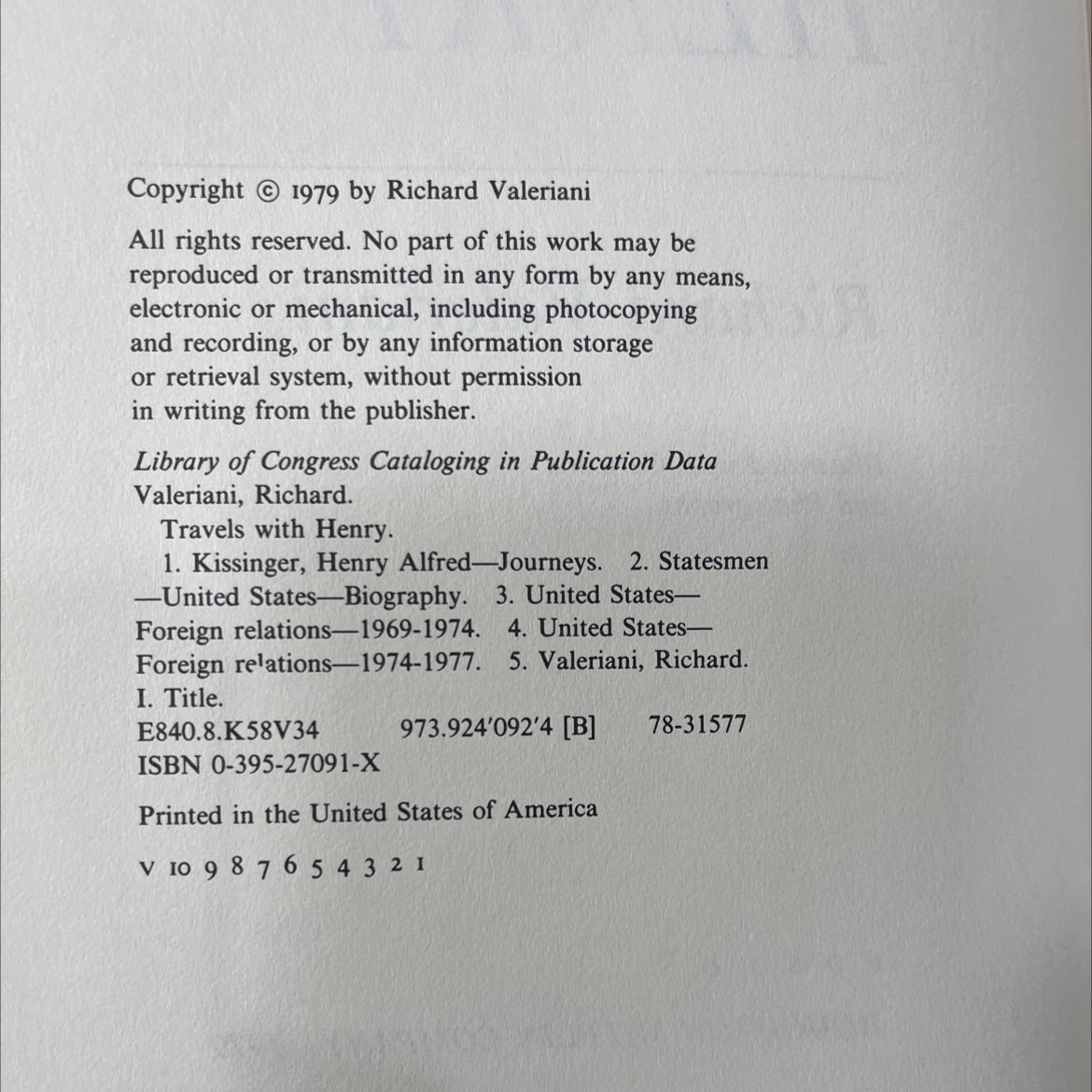 travels with henry book, by Richard Valeriani, 1979 Hardcover image 3