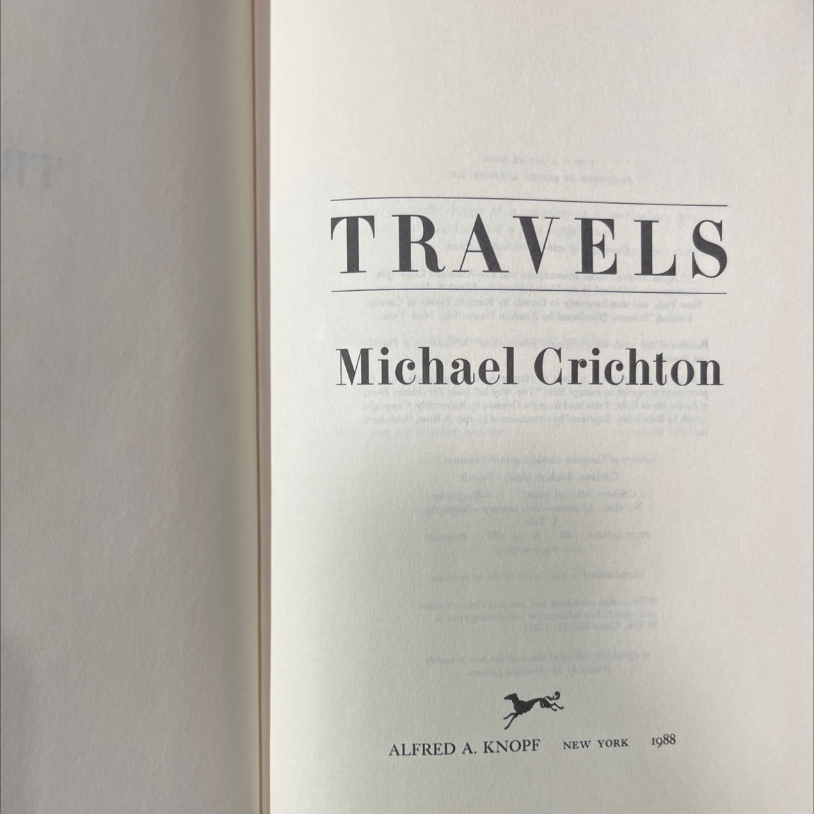 travels book, by Michael Crichton, 1988 Hardcover image 2