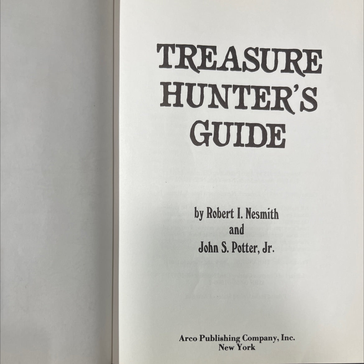 treasure hunter's guide book, by Robert I. Nesmith and John S. Potter, Jr., 1975 Hardcover image 2