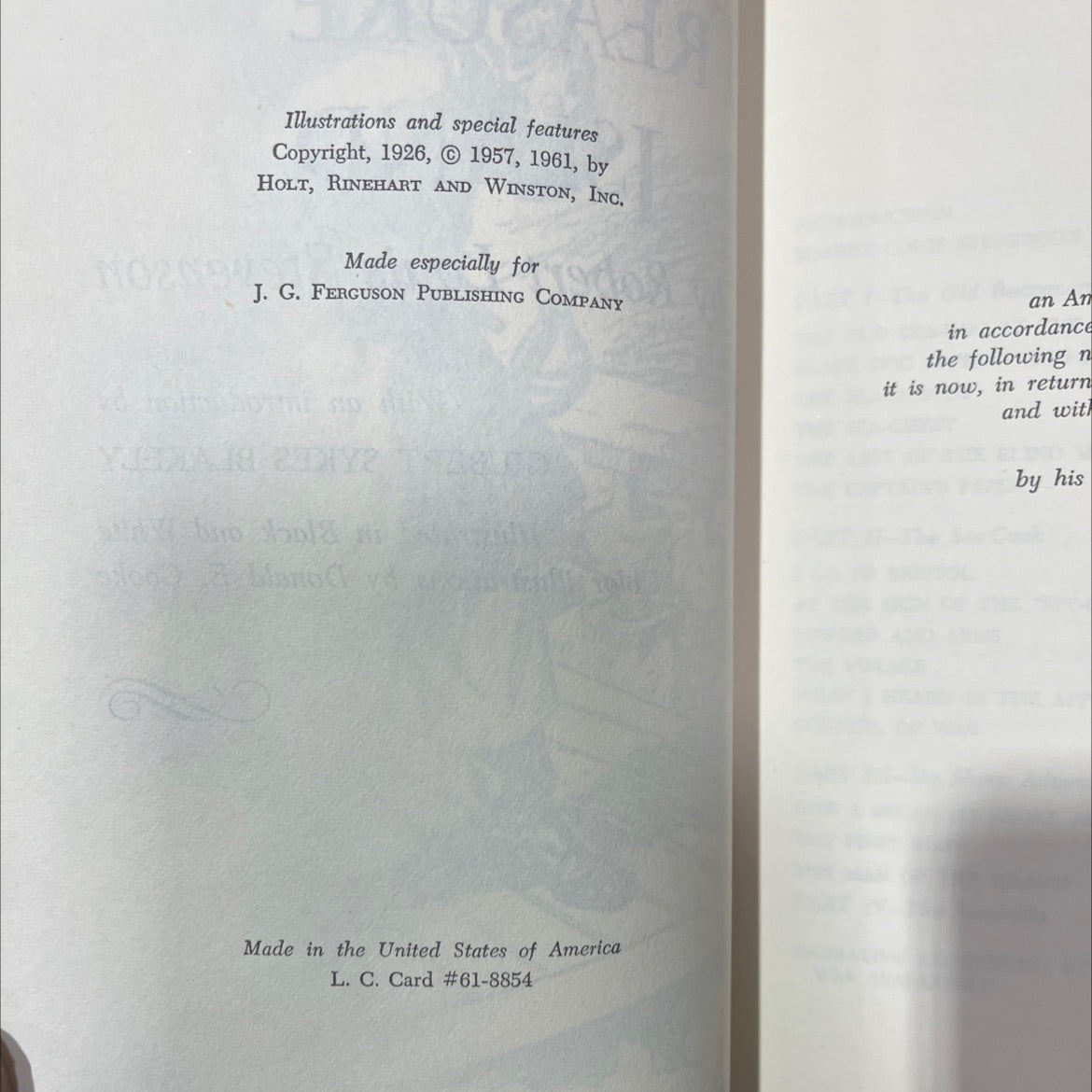 treasure island book, by robert louis stevenson, 1961 Hardcover image 3