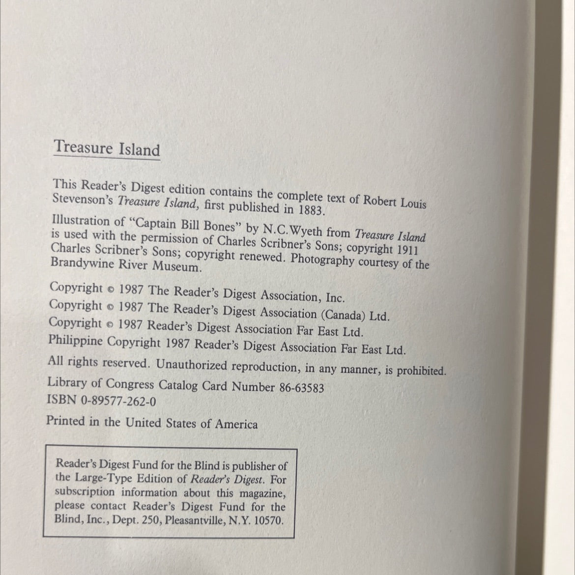 treasure island book, by Robert Louis Stevenson, 1987 Hardcover image 3