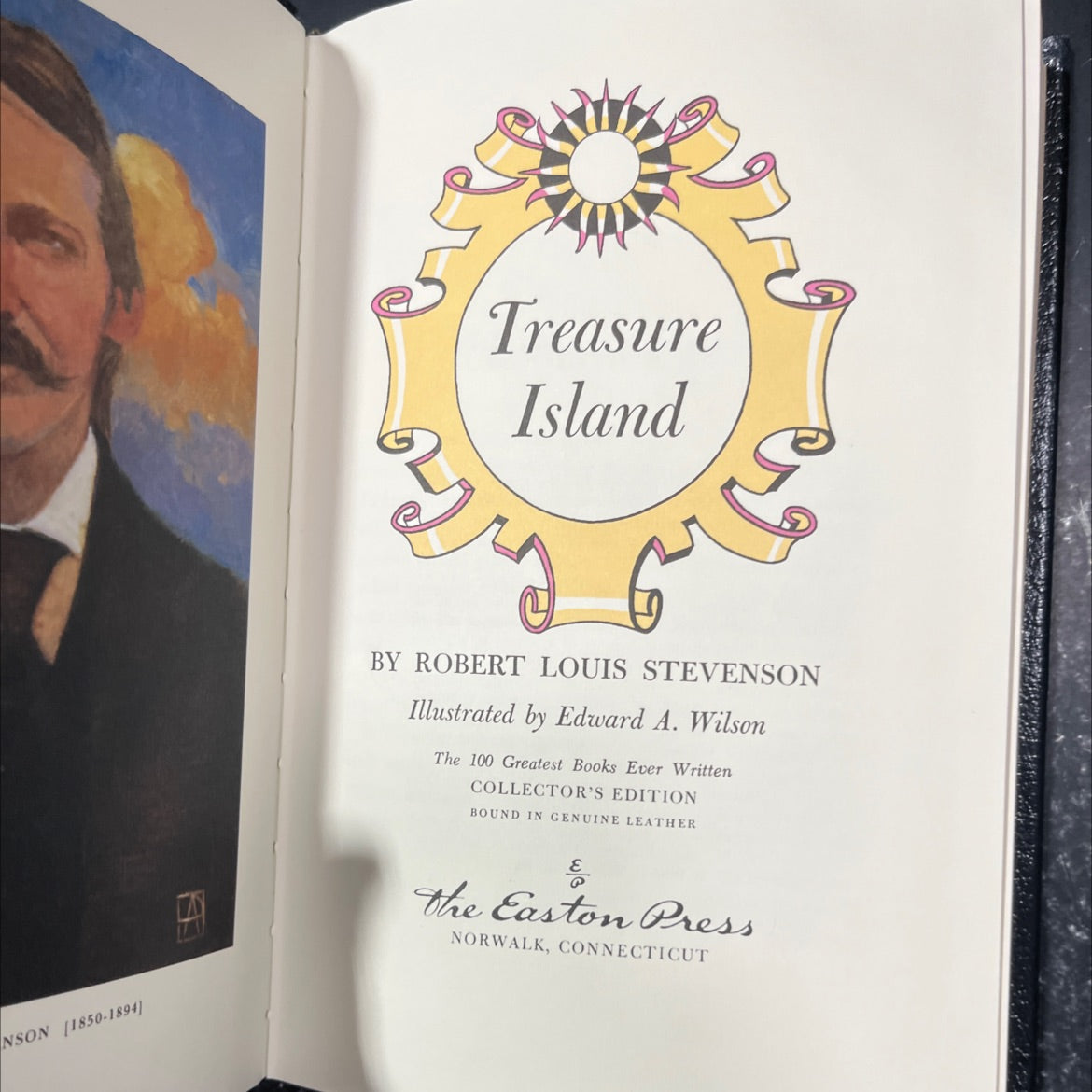 treasure island book, by robert louis stevenson, 1994 Leather image 2